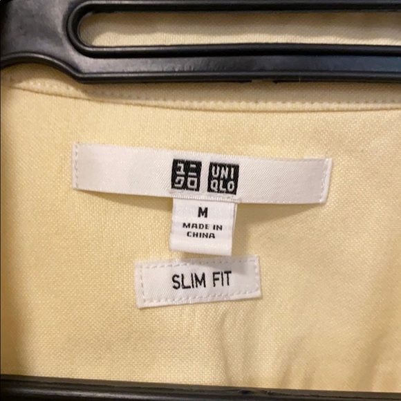 Uniqlo, pale yellow, slim fit, cotton Button up - Picture 3 of 3